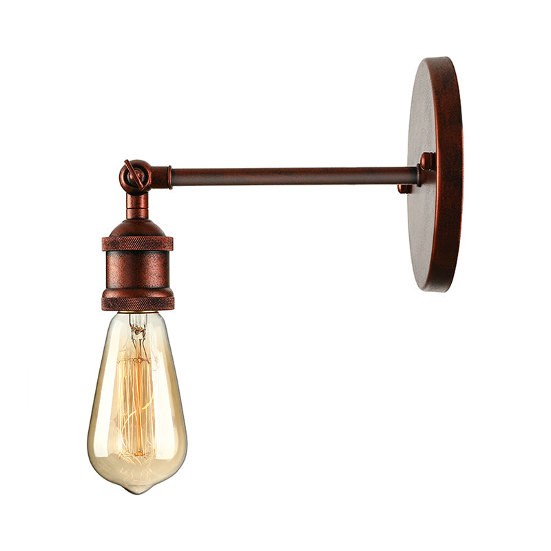 Frendorf | Schwarz/Messing-Finish 1 Kopf Wandlampe Industrieller Metall Mini Wandleuchte mit Nackte Glühbirne für Schlafzimmer
