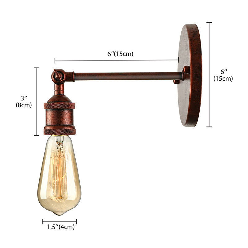 Frendorf | Schwarz/Messing-Finish 1 Kopf Wandlampe Industrieller Metall Mini Wandleuchte mit Nackte Glühbirne für Schlafzimmer