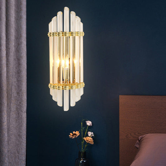 Frendorf | Bogenförmige Kristallrohr Wandmontage Beleuchtung Modernist 2-Licht Gold Wand Sconce Lampenarmatur