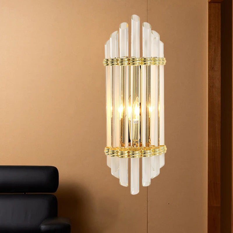 Frendorf | Bogenförmige Kristallrohr Wandmontage Beleuchtung Modernist 2-Licht Gold Wand Sconce Lampenarmatur