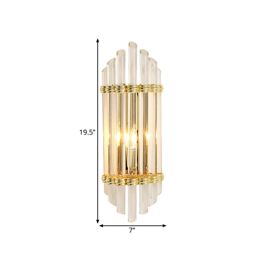 Frendorf | Bogenförmige Kristallrohr Wandmontage Beleuchtung Modernist 2-Licht Gold Wand Sconce Lampenarmatur