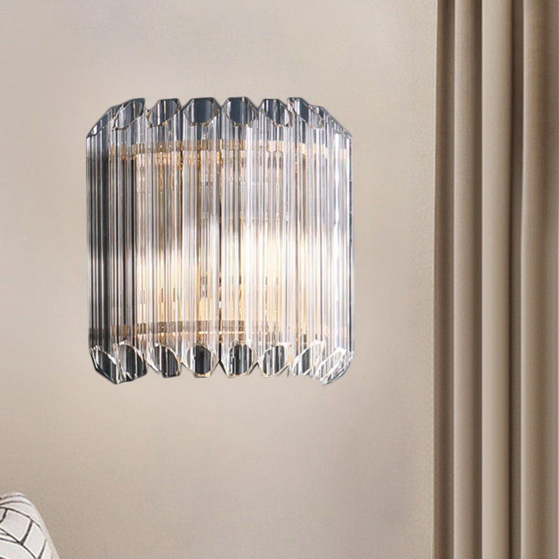 Frendorf | Halb Trommel Schlafzimmer Wandbeleuchtungskörper Klar Kristallrohr 1 Licht Einfachheit Wandleuchte Lampe