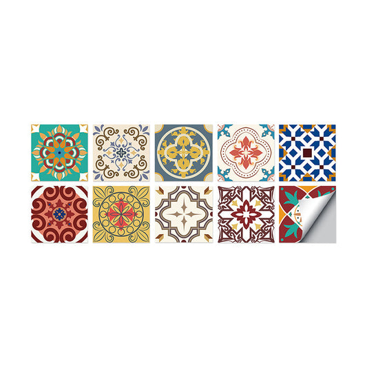 Frendorf | Boho Mandala Afpellen Behang Rood-Geel-Blauw Eetkamer Muurdecoratie, 8,6 vierkante voet