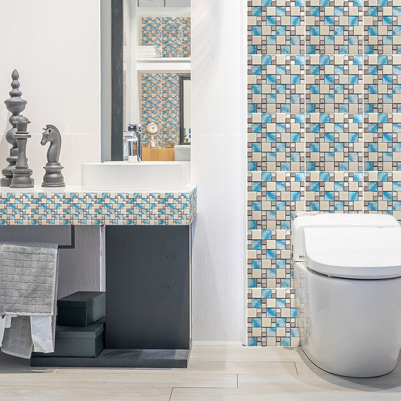 Frendorf | Blau-Braun Boho Peel Tapete Paneel 6,1 Quadratfuß Mosaikfliesen Wandkunst für die Küche (25 Stück)
