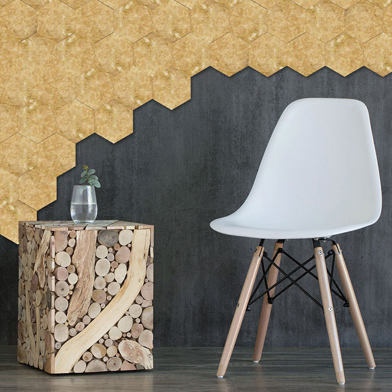 PVC Aufkleber Tapete Paneel Moderner Marmor Look Wandverkleidung in Gelb für Akzentwand