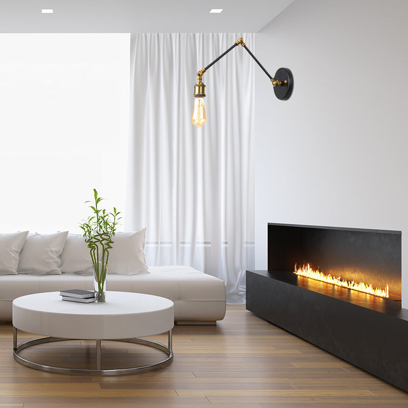 Frendorf | 1 Licht Swing Arm Wandleuchte Licht Industriell Schwarz/Messing Metall Wandleuchtenarmatur für Badezimmer