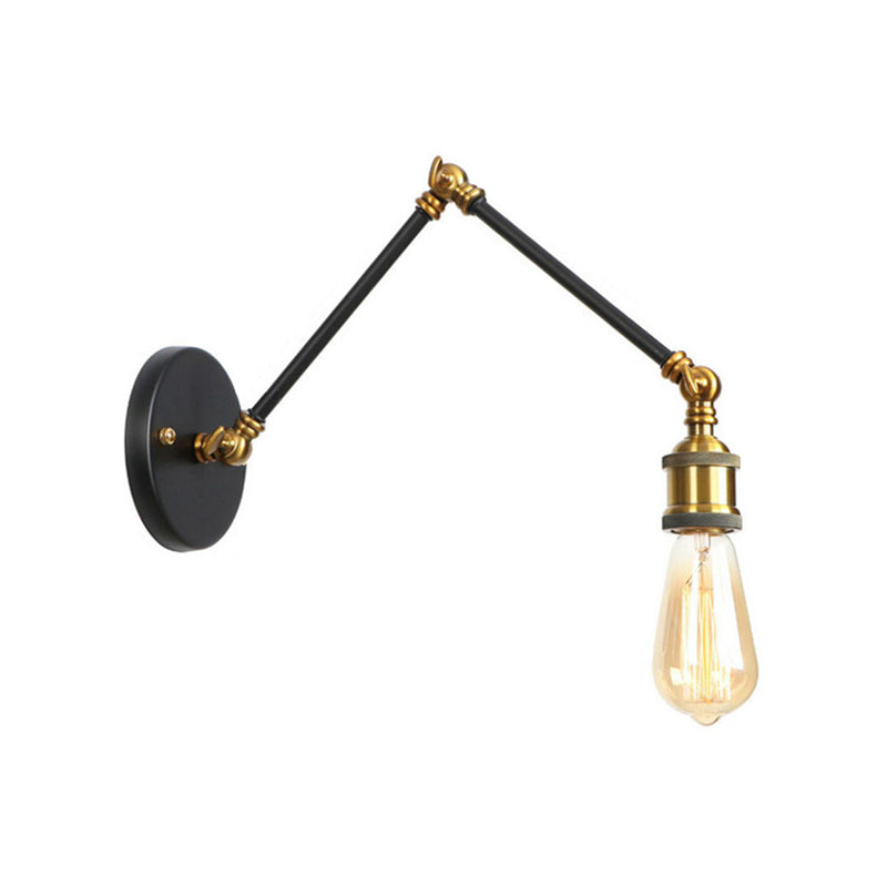 Frendorf | 1 Licht Swing Arm Wandleuchte Licht Industriell Schwarz/Messing Metall Wandleuchtenarmatur für Badezimmer