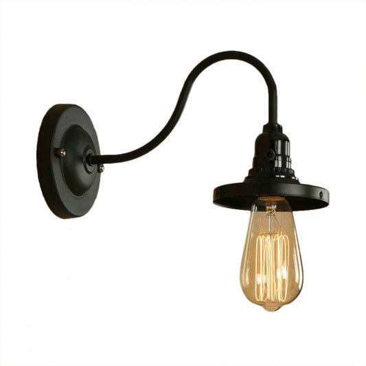 Frendorf | Gooseneck Arm Esszimmer Wandlampe mit Freilampf Bauernhaus Metall 1 Kopf Schwarz Finish Wandbeleuchtung