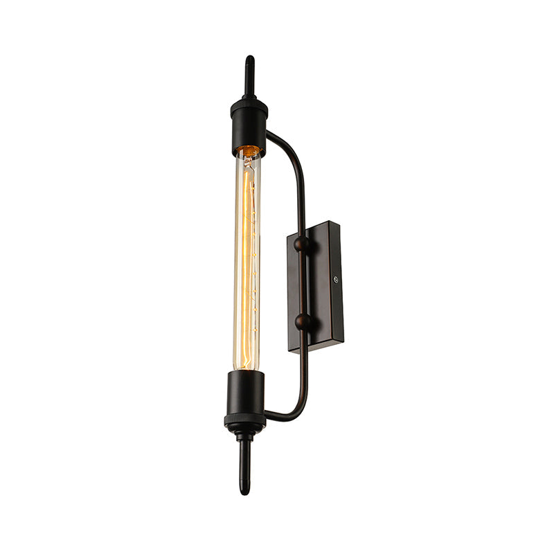 Frendorf | Metalen Lineaire Wandlamp met Exposed Lamp Loft 1 Licht Balkon Wandverlichting in Zwart