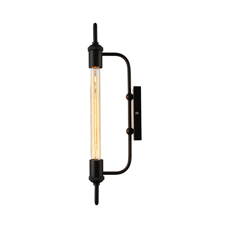 Frendorf | Metalen Lineaire Wandlamp met Exposed Lamp Loft 1 Licht Balkon Wandverlichting in Zwart
