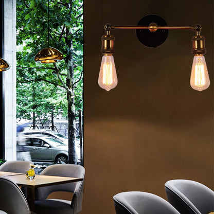 Frendorf | 2 Lichtexponierte Wandleuchte mit freiliegender Glühbirne Industrieller Messing-Finish Metall-Wandleuchte für Café