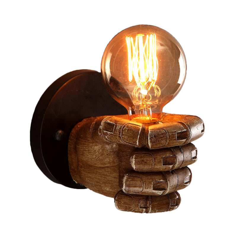 Frendorf | 1 Kopf Wandlampe mit Rechts/Links Hand Schirm Holz Industriellen Stil Wohnzimmer Wandleuchte in Braun