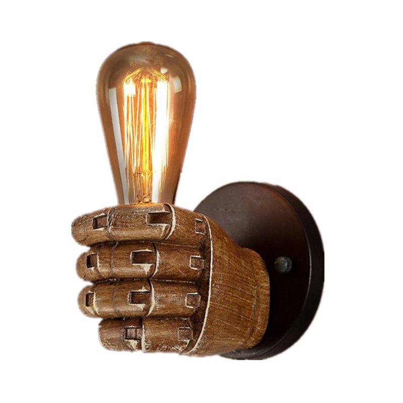 Frendorf | 1 Kopf Wandlampe mit Rechts/Links Hand Schirm Holz Industriellen Stil Wohnzimmer Wandleuchte in Braun