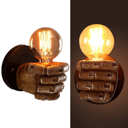 Frendorf | 1 Kopf Wandlampe mit Rechts/Links Hand Schirm Holz Industriellen Stil Wohnzimmer Wandleuchte in Braun