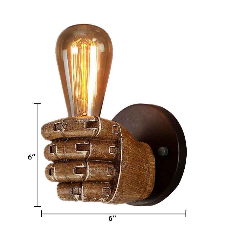 Frendorf | 1 Kopf Wandlampe mit Rechts/Links Hand Schirm Holz Industriellen Stil Wohnzimmer Wandleuchte in Braun
