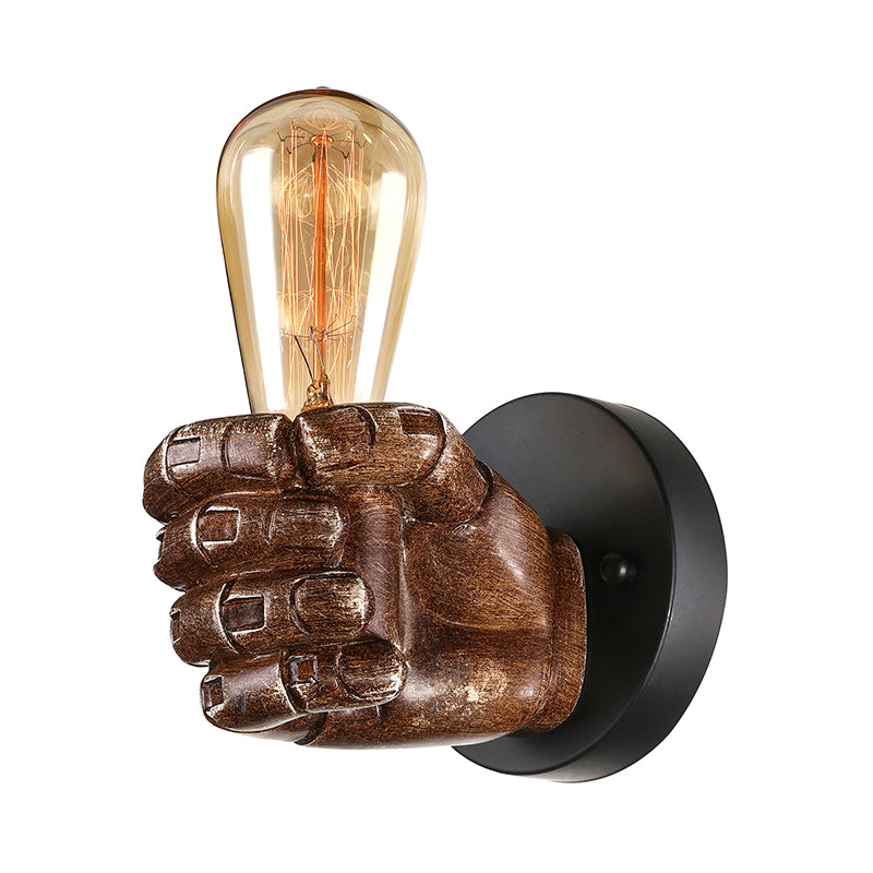 Frendorf | 1 Kopf Wandlampe mit Rechts/Links Hand Schirm Holz Industriellen Stil Wohnzimmer Wandleuchte in Braun