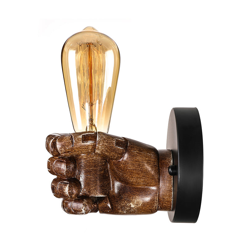 Frendorf | 1 Kopf Wandlampe mit Rechts/Links Hand Schirm Holz Industriellen Stil Wohnzimmer Wandleuchte in Braun