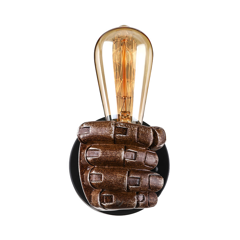 Frendorf | 1 Kopf Wandlampe mit Rechts/Links Hand Schirm Holz Industriellen Stil Wohnzimmer Wandleuchte in Braun