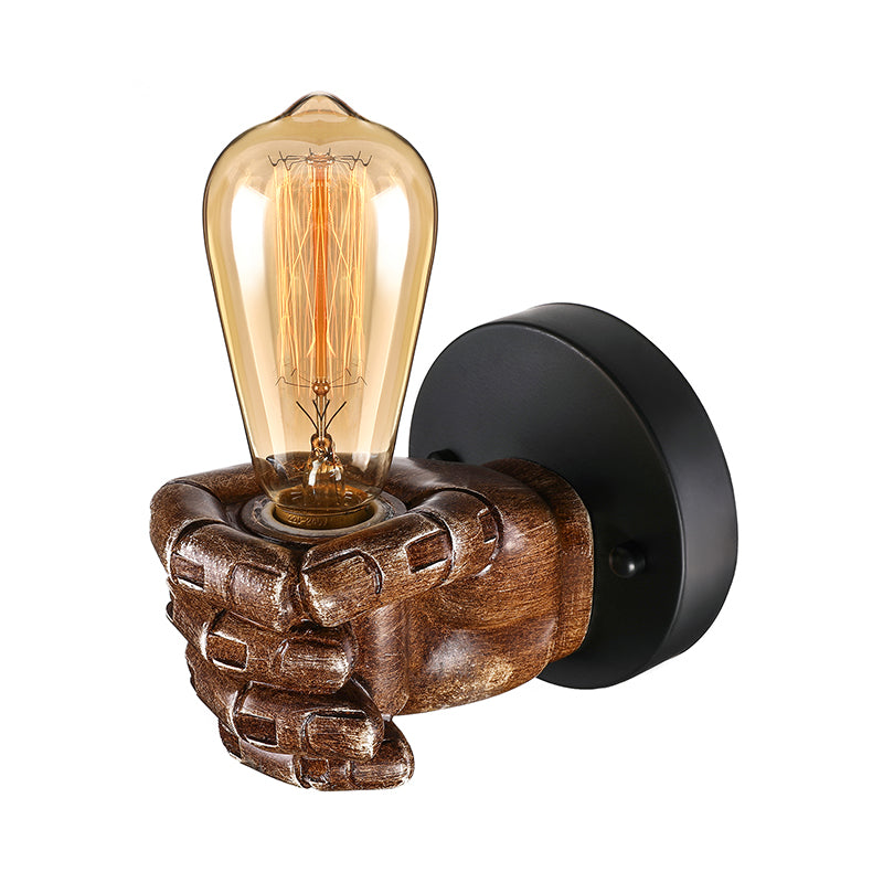 Frendorf | 1 Kopf Wandlampe mit Rechts/Links Hand Schirm Holz Industriellen Stil Wohnzimmer Wandleuchte in Braun