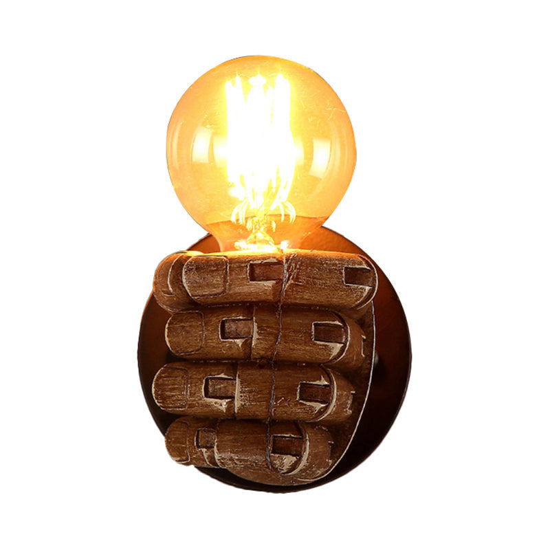 Frendorf | 1 Kopf Wandlampe mit Rechts/Links Hand Schirm Holz Industriellen Stil Wohnzimmer Wandleuchte in Braun