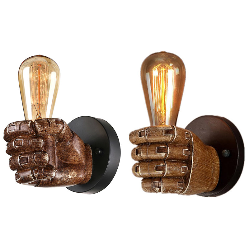 Frendorf | 1 Kopf Wandlampe mit Rechts/Links Hand Schirm Holz Industriellen Stil Wohnzimmer Wandleuchte in Braun