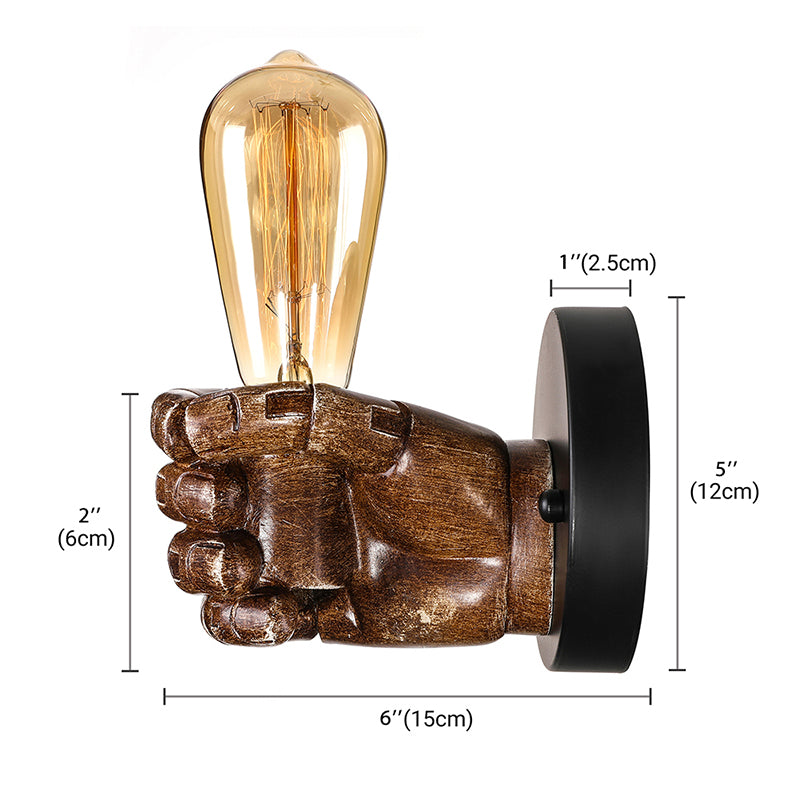 Frendorf | 1 Kopf Wandlampe mit Rechts/Links Hand Schirm Holz Industriellen Stil Wohnzimmer Wandleuchte in Braun