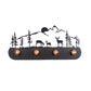 Frendorf | Lodge Open Bulb Wandlamp met Elkhert/Paard/Schaap/Berg/Windmolen/Boom Ontwerp 4 Gloeilampen Metalen Wandlamp in Zwart voor Binnen