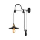 Frendorf | 1 Bulb Flat Wandlamp Industrieel Stijl Zwart Metallic Verstelbare Wandverlichting Fixture met Pulley Ontwerp