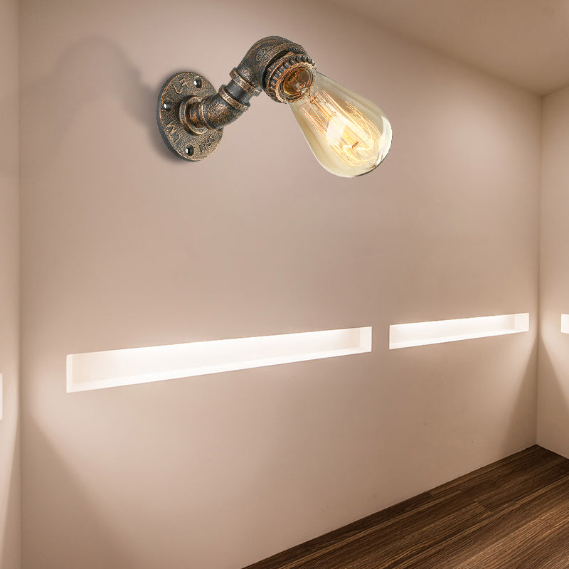 Frendorf | 1 Licht Wandlamp met Pijpontwerp Smeedijzeren Industriële Rustieke Trap Wandlamp Verlichting in Koper/Bronze
