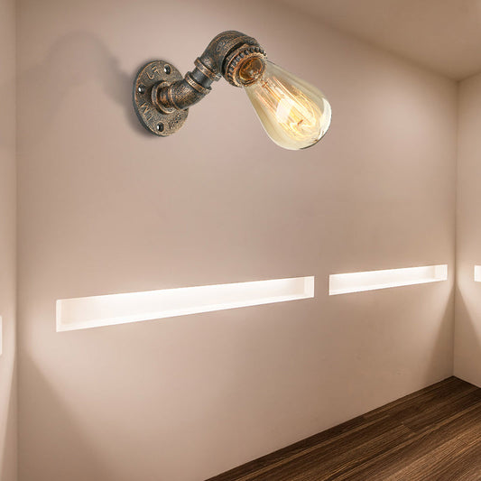 Frendorf | 1 Licht Wandlamp met Pijpontwerp Smeedijzeren Industriële Rustieke Trap Wandlamp Verlichting in Koper/Bronze