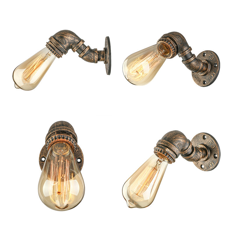 Frendorf | 1 Licht Wandlamp met Pijpontwerp Smeedijzeren Industriële Rustieke Trap Wandlamp Verlichting in Koper/Bronze