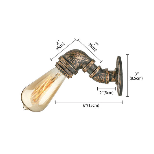 Frendorf | 1 Licht Wandlamp met Pijpontwerp Smeedijzeren Industriële Rustieke Trap Wandlamp Verlichting in Koper/Bronze