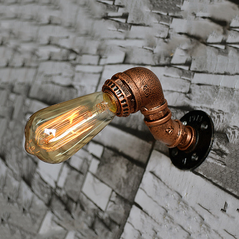 Frendorf | 1 Licht Wandlamp met Pijpontwerp Smeedijzeren Industriële Rustieke Trap Wandlamp Verlichting in Koper/Bronze