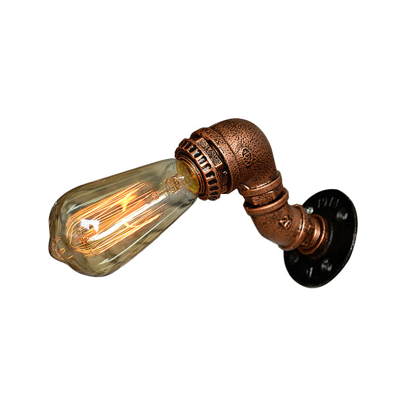 Frendorf | 1 Licht Wandlamp met Pijpontwerp Smeedijzeren Industriële Rustieke Trap Wandlamp Verlichting in Koper/Bronze