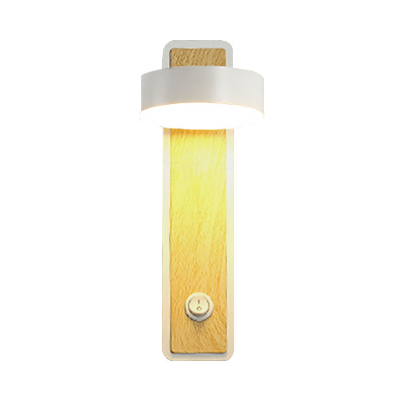 Frendorf | Draaibare 1 Licht Ronde LED Wandlamp Moderne Houten Zwart/Wit Naar Beneden Verlichting in Warm/Wit Licht