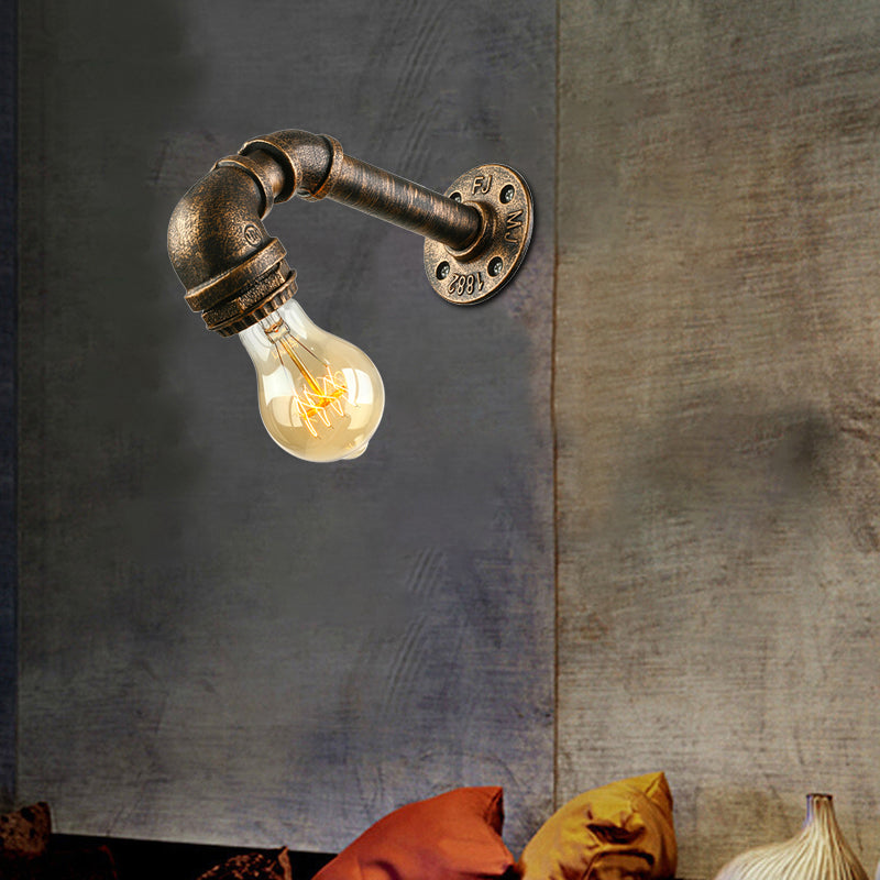 Frendorf | Gietijzeren bronzen wandlamp met waterpijp 1 licht industriële mini wandlampverlichting