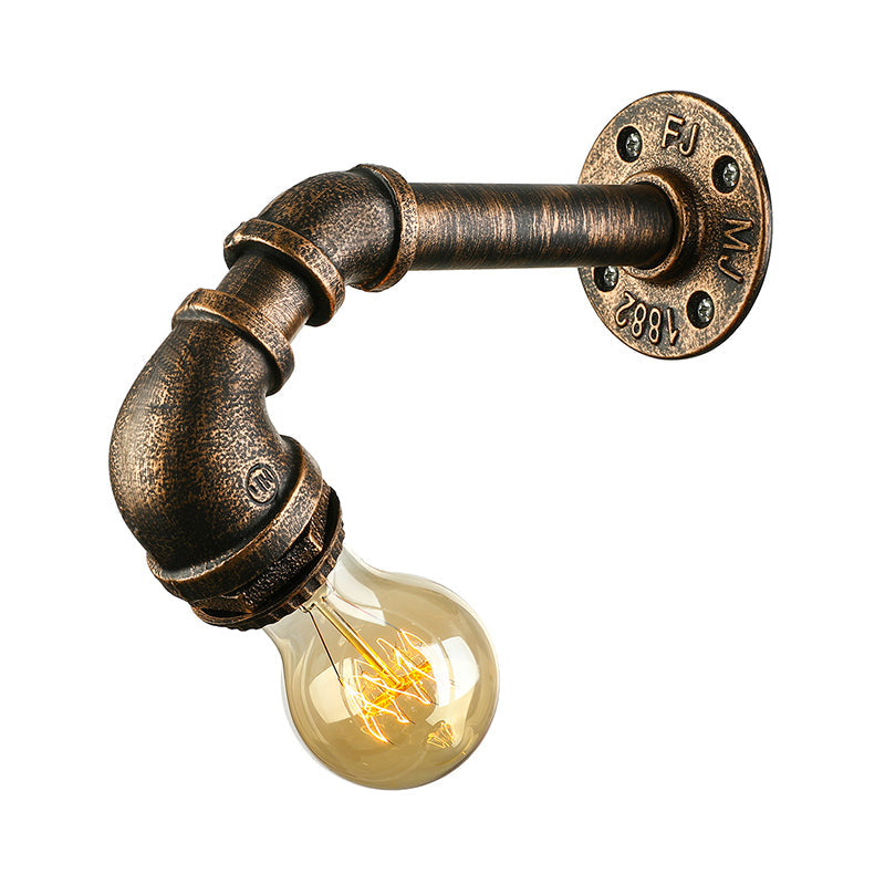 Frendorf | Gietijzeren bronzen wandlamp met waterpijp 1 licht industriële mini wandlampverlichting