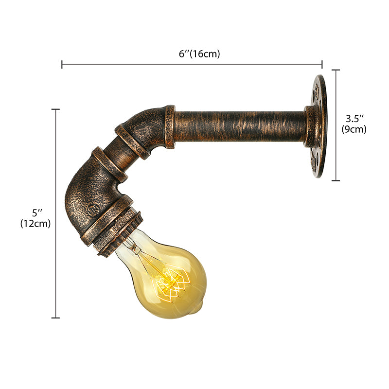 Frendorf | Gietijzeren bronzen wandlamp met waterpijp 1 licht industriële mini wandlampverlichting