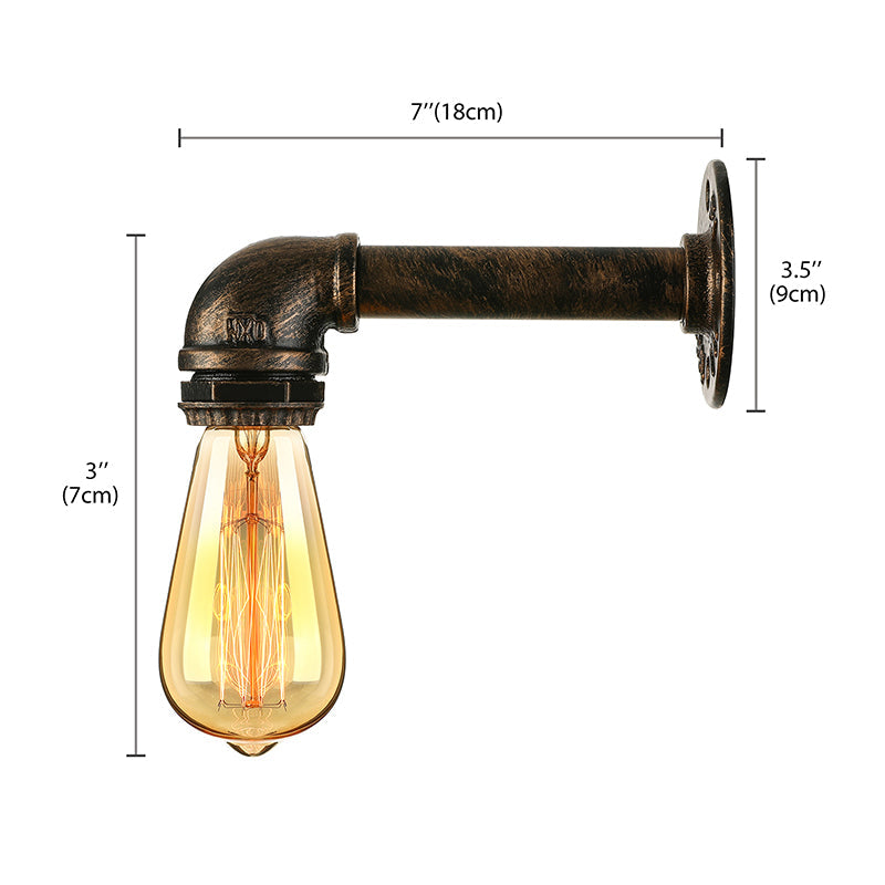 Frendorf | Gietijzeren bronzen wandlamp met waterpijp 1 licht industriële mini wandlampverlichting