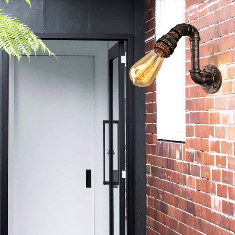 Frendorf | Gietijzeren bronzen wandlamp met waterpijp 1 licht industriële mini wandlampverlichting