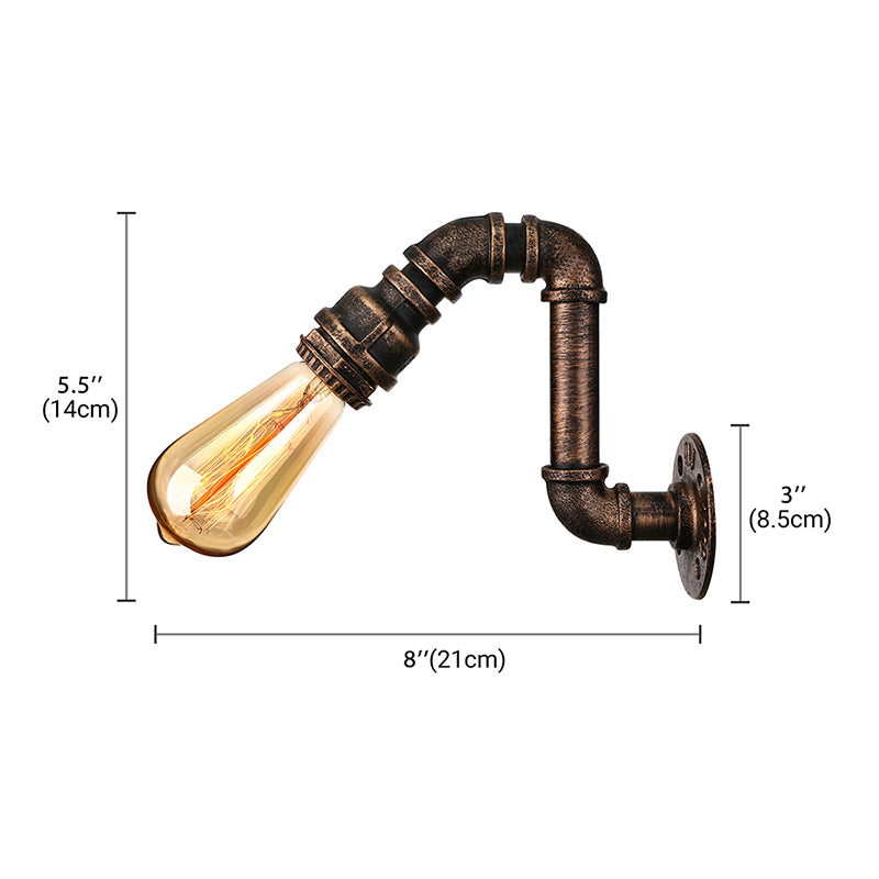 Frendorf | Gietijzeren bronzen wandlamp met waterpijp 1 licht industriële mini wandlampverlichting