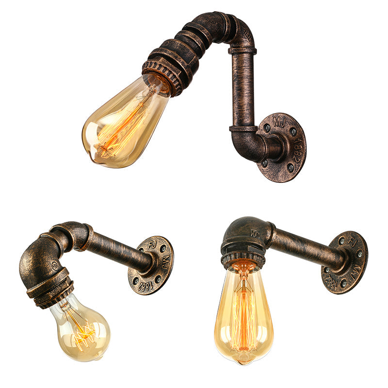Frendorf | Gietijzeren bronzen wandlamp met waterpijp 1 licht industriële mini wandlampverlichting