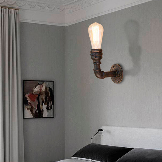 Frendorf | Verkrommene Pijp Metal Wandverlichting Industriële Stijl 1 Bulb Slaapkamer Wandlamp Licht in Antiek Brons
