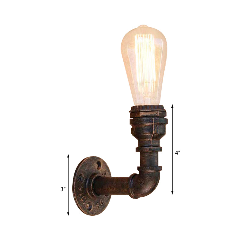 Frendorf | Verkrommene Pijp Metal Wandverlichting Industriële Stijl 1 Bulb Slaapkamer Wandlamp Licht in Antiek Brons