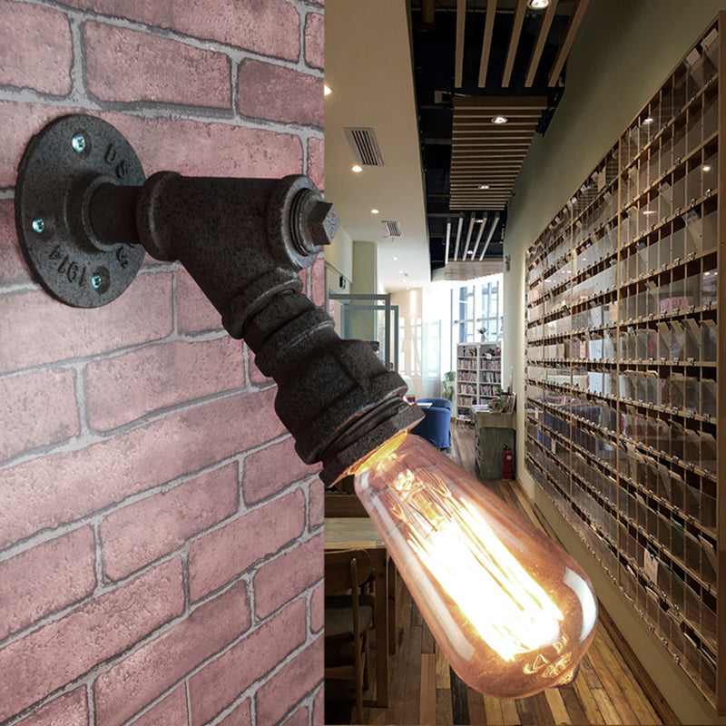 Frendorf | 1 Kopf Wand Licht Sconce Antik Stylisch Gepiped Metall Mini Sconce Beleuchtung Fixture in Rost/Schwarz für Restaurant