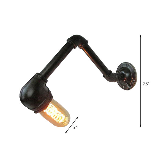 Frendorf | Schwarze Ausführung 1 Glühbirne Wandlichtarmatur Industrie-Stil Metallrohr Wandbeleuchtung für Wohnzimmer