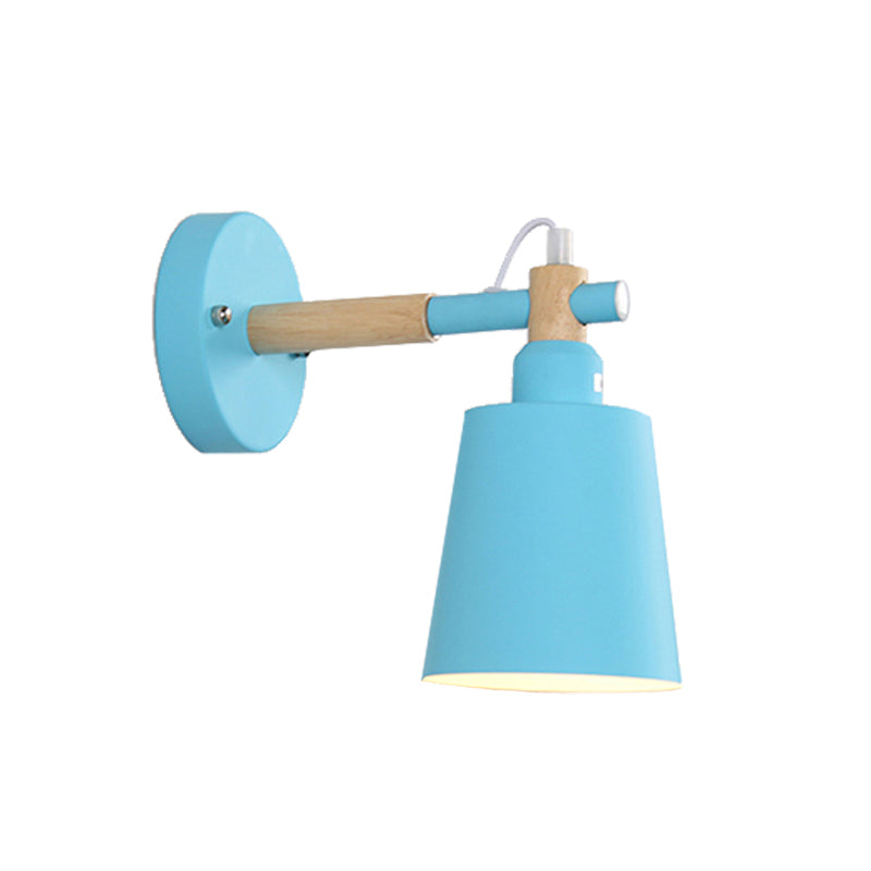 Candy Colored Bucket Sconce Light Angle Adjustable 1 Light Macaron Metal Sconce Lamp for Shop