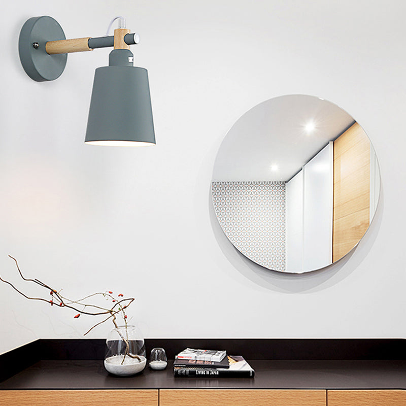 Candy Colored Bucket Sconce Light Angle Adjustable 1 Light Macaron Metal Sconce Lamp for Shop