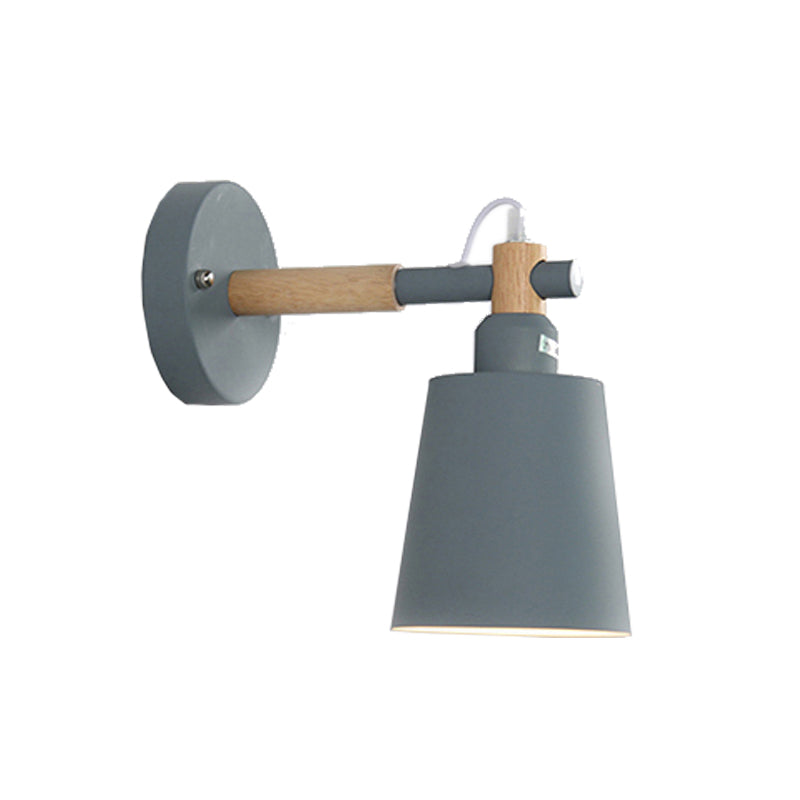 Candy Colored Bucket Sconce Light Angle Adjustable 1 Light Macaron Metal Sconce Lamp for Shop
