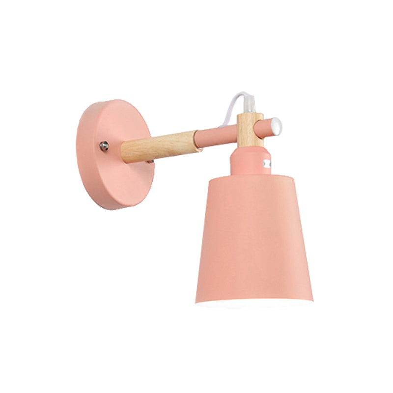 Candy Colored Bucket Sconce Light Angle Adjustable 1 Light Macaron Metal Sconce Lamp for Shop